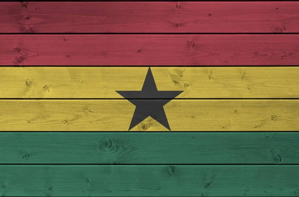 Drapeau Ghana Représenté Dans Des Couleurs Vives Peinture Sur Vieux — Photo