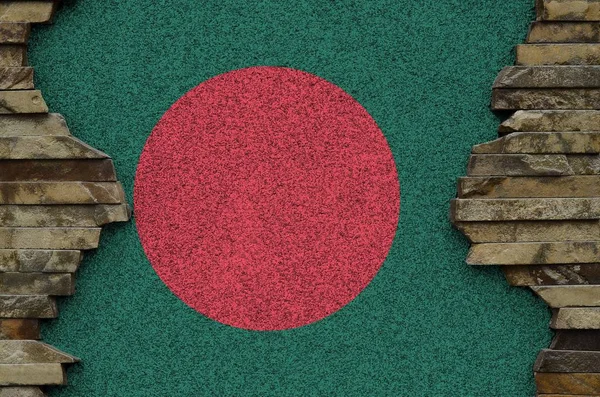 Bandeira Bangladesh Retratada Cores Tinta Parede Pedra Antiga Perto Banner — Fotografia de Stock
