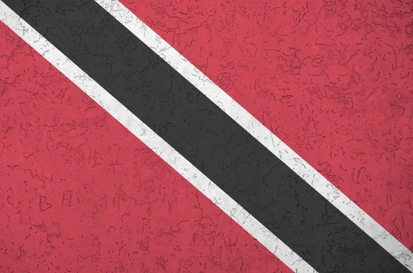 Trinidad Tobago Vlag Afgebeeld Heldere Verf Kleuren Oude Reliëf Gips — Stockfoto