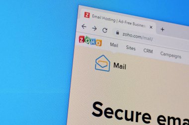 Zoho posta web sitesinin ana sayfası PC, URL - www.zo