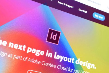 Pc gösteriminde resmi web sitesinde adobe indesign ürünün web sayfası