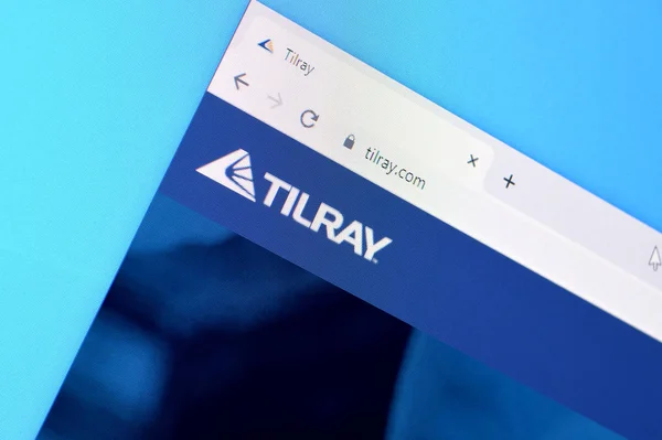Homepage der Tilray-Website auf dem Bildschirm des PC, url - tilray.co — Stockfoto