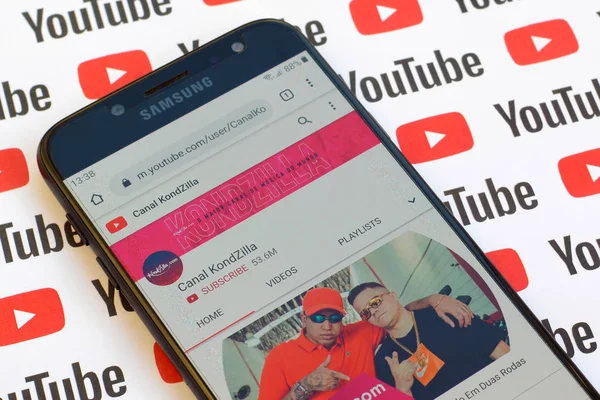 Canal KondZilla official youtube channel on smartphone screen on — Stock Photo, Image