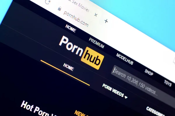 Página de inicio del sitio web pornhub en la pantalla de PC, url - pornhub . — Foto de Stock