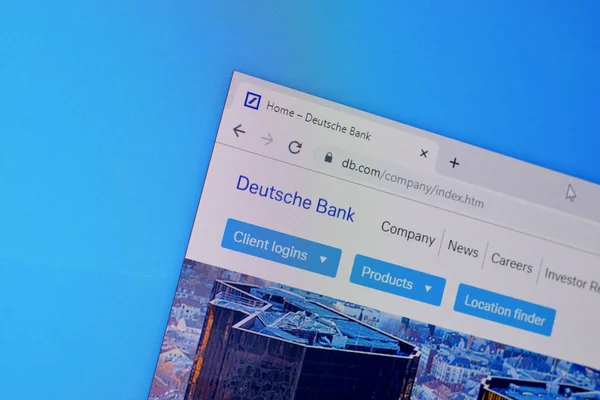 Homepage der deutschen bank website auf dem display von pc, url - db.com. — Stockfoto
