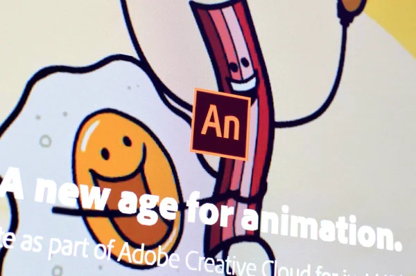 Web page of adobe animate product on official website on the dis — Stock Photo, Image