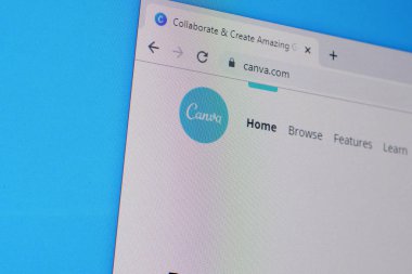 Canva web sitesinin Pc, url - canva.com 'daki ana sayfası.