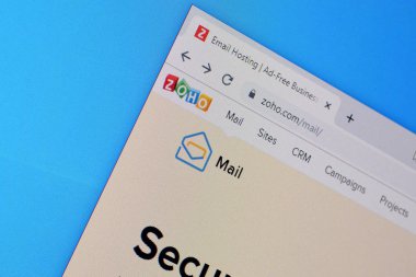 Zoho posta web sitesinin ana sayfası PC, URL - www.zo