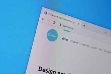 Canva web sitesinin Pc, url - canva.com 'daki ana sayfası.