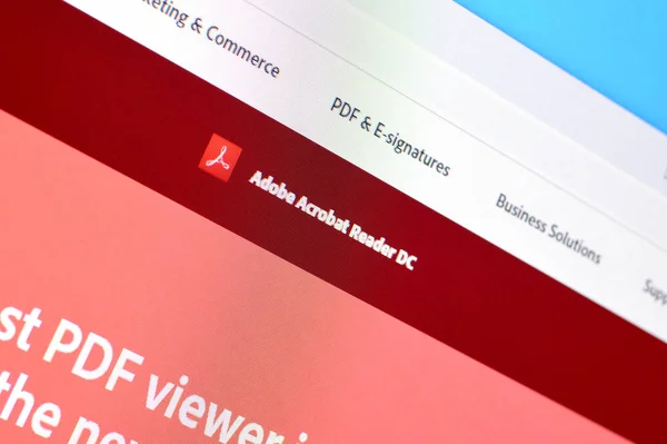 Webseite des Adobe Akrobat Reader Produkt auf der offiziellen Website auf — Stockfoto