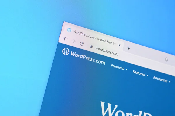 Startseite der WordPress-Website auf der Anzeige des PC, url - wordpress.com. — Stockfoto