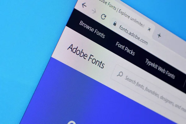 Webseite der Adobe Fonts Produkt auf der offiziellen Website auf der Displ — Stockfoto
