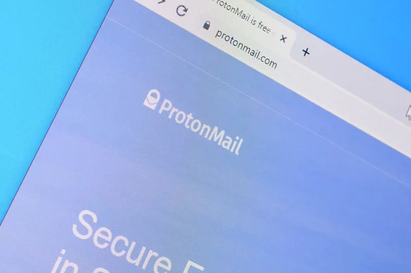 Homepage der Protonenmail-Website auf dem Display des PCs, url - prot — Stockfoto