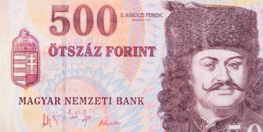 Francis II. Rakoczi Macaristan 'ın Portresi 500 Forint 1993 Banknotes Parçası