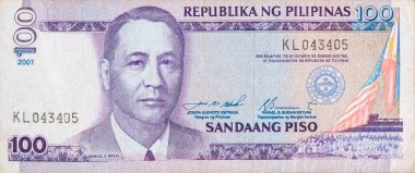 Manuel A Roxas on 100 piso Philippines money bill close up fragment clipart