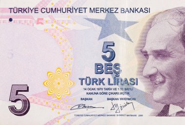 Türkiye Cumhurbaşkanı Mustafa Kemal Atatürk Portresi 5 Lira 2009 Banknotları