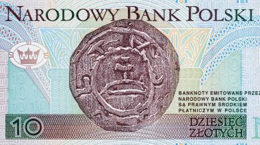 Polonya para birimi banknotunun 10 zloti faturası renkli