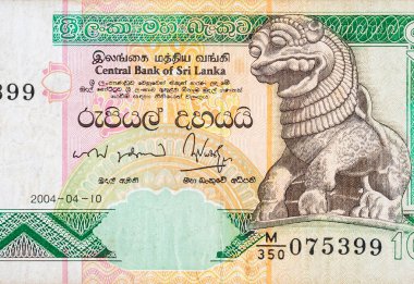 10 Sri Lanka rupisi. Para faturası. Banknot parçası.