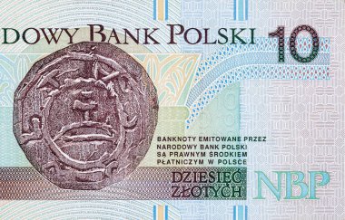 Polonya para birimi banknotunun 10 zloti faturası renkli