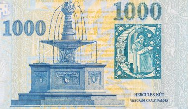 Macaristan 'daki Visegrad Kraliyet Çeşmesi 1000 Forint 2006 Banknote Parçası