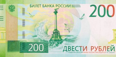 Yeni yeşil Rus 200 rublelik banknotta batmış gemilerin anıtı.