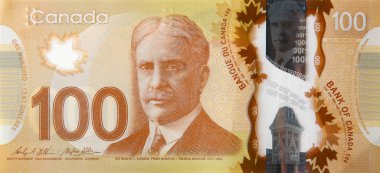 Kanada 'dan Robert Borden Portresi 100 Dolar 2011 Polymer Banknote Parçası