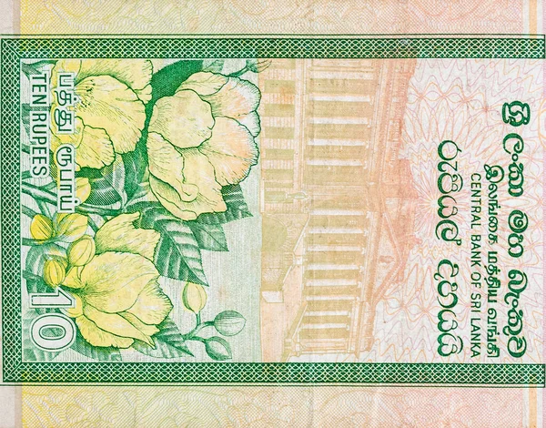 10 rúpias do Sri Lanka fatura de dinheiro fragmento de nota colorida — Fotografia de Stock