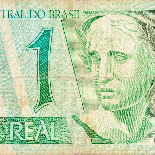 Δημοκρατίες Effigy πορτρέτο απεικονίζεται ως προτομή σε παλιό ένα πραγματικό σημείωμα Βραζιλίας χρήματα — Φωτογραφία Αρχείου