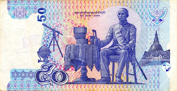 Король Монгкуте на банкноте в 50 батов Таиланда закрывается — стоковое фото
