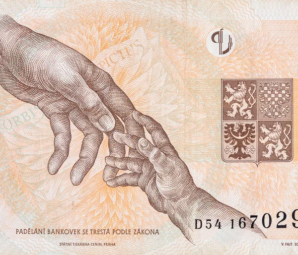 República Checa 200 Korun 1998 Bank Note close up bill fragment —  Fotos de Stock