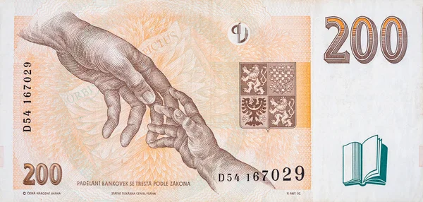 República Checa 200 Korun 1998 Bank Note close up bill fragment — Foto de Stock