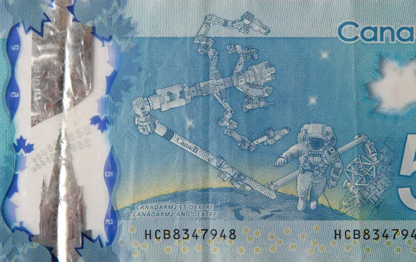 Dextre dan canadarm2 di Kanada 5 Dollars 2013 Fragmen uang kertas polimer — Stok Foto