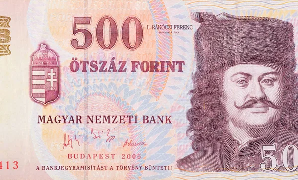 Francis II. Rakoczi Macaristan 'ın Portresi 500 Forint 1993 Banknotes Parçası — Stok fotoğraf