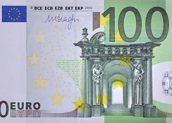 Vorderteil der 100-Euro-Banknote in Nahaufnahme mit kleinen grünen Details — Stockfoto