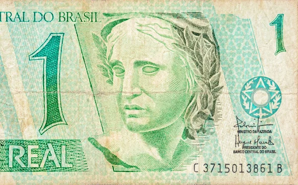 Republics Effigy portrait depicted as bust on old one real note Brazilian money — 스톡 사진