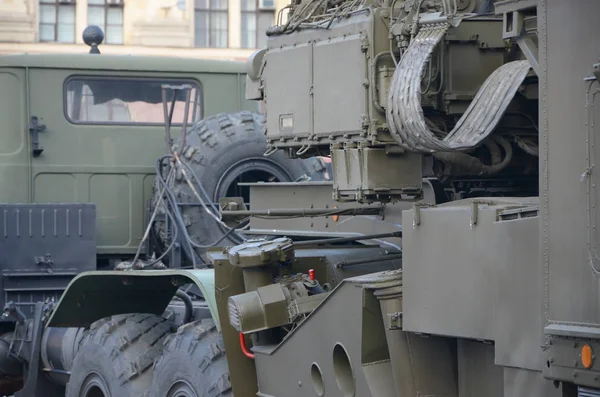 Close up of green military truck. Modern military transportation vehicle technologies