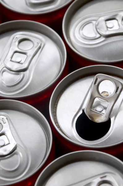 Many aluminium soda drink cans. Advertising for Soda drinks or tin cans mass manufacturing