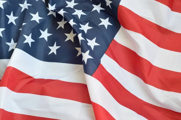 Colorful waving horizontal US banner with stars and stripes — Stock Photo, Image