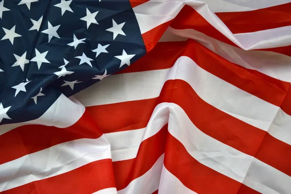 Estados Unidos de América ondeando bandera con muchos pliegues — Foto de Stock