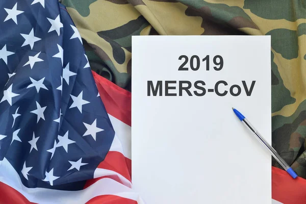 MERS-CoV Novel Corona virus concept with US flag. Middle East Respiratory Syndrome abstract. Chinese infection