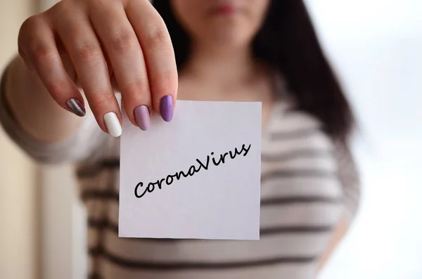 MERS-CoV Novel Corona virus inscription on paper in female hand. Middle East Respiratory Syndrome. Chinese infection — Stock Photo, Image