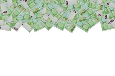 100 avroluk banknotun arka tarafında küçük yeşil detaylar var.