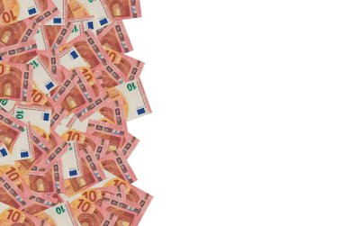 10 avroluk banknotun küçük kırmızı detaylarla yakın plan modeli
