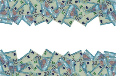 20 avroluk banknotun küçük mavi detaylarla yakın plan modeli