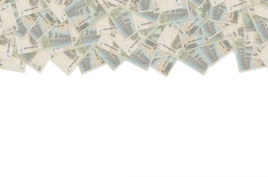 5 avroluk banknotun küçük kahverengi detaylarla yakın plan modeli