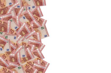 10 avroluk banknotun küçük kırmızı detaylarla yakın plan modeli