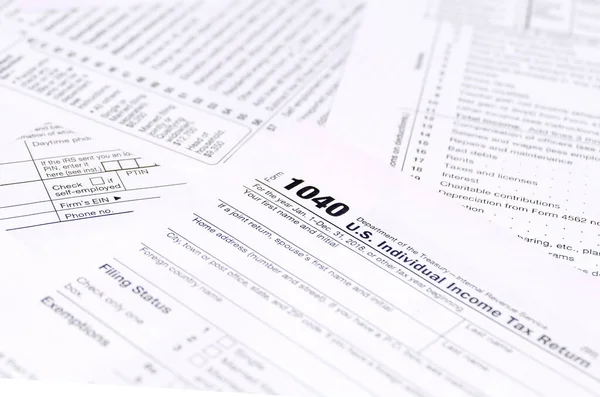 Blank income tax forms. American 1040 Individual Income Tax retu