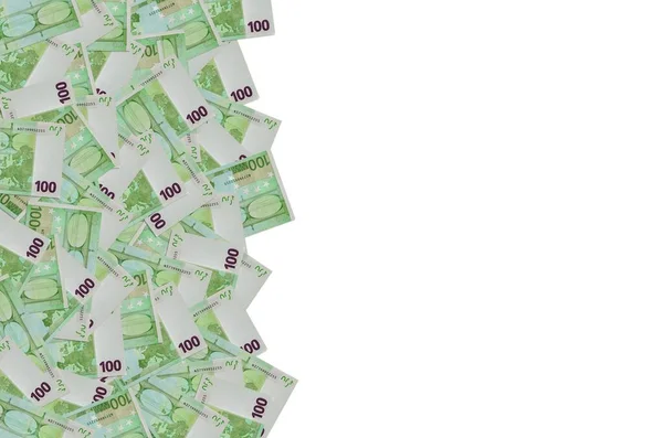 Parte trasera del billete de 100 euros en primer plano con pequeños detalles verdes — Foto de Stock