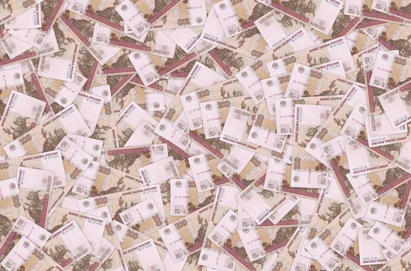 俄罗斯100卢布钞票的特写宏观票据模式 — 图库照片