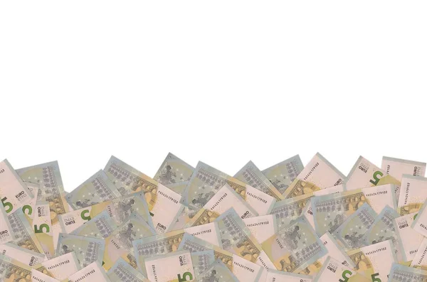 Parte del disegno della banconota da 5 euro in primo piano con piccoli dettagli marroni — Foto Stock